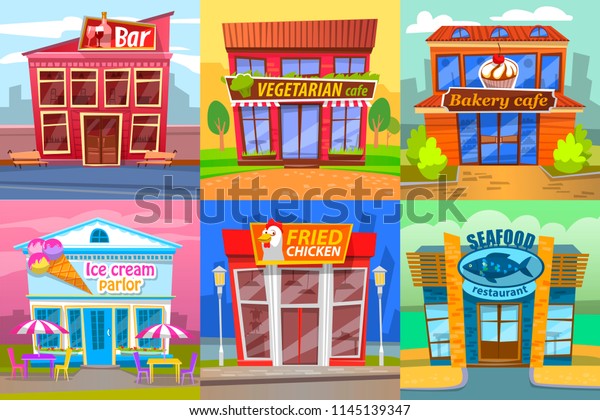 Bar Vegetarian Cafe Restaurants Set Ice Stock Image Download Now