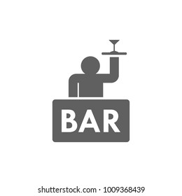 Bar with waiter icon in trendy flat style isolated on white background. Symbol for your web site design, logo, app, UI. Vector illustration, EPS