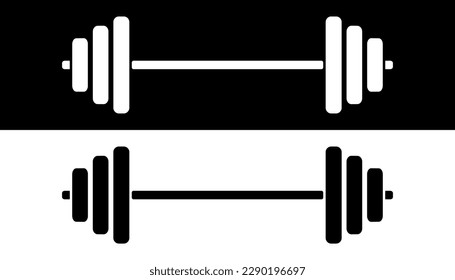 Bar for weight lifting. Barbell or dumbbell gym and fitness equipment. Healthy lifestyle vector illustration.