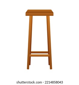 El taburete de madera del bar. Taburete de cuatro patas. Ilustración de material vectorial.