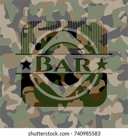 Bar written on a camouflage texture