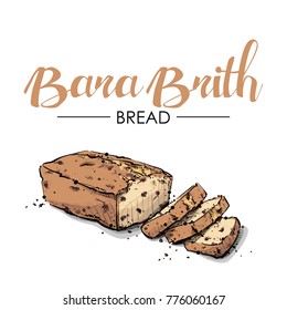 Bara Brigth bread drawing. Sketch style. Vector.