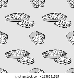 Bara Brith seamless pattern greyscale drawing. Useable for wallpaper or any sized decoration. Handdrawn Vector Illustration