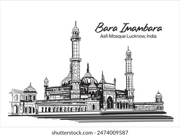 Bara Imambara and Asfi Mosque at sunset in Lucknow , India