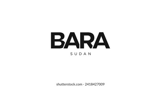 Bara in the Sudan emblem for print and web. Design features geometric style, vector illustration with bold typography in modern font. Graphic slogan lettering isolated on white background.