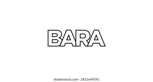 Bara in the Sudan emblem for print and web. Design features geometric style, vector illustration with bold typography in modern font. Graphic slogan lettering isolated on white background.