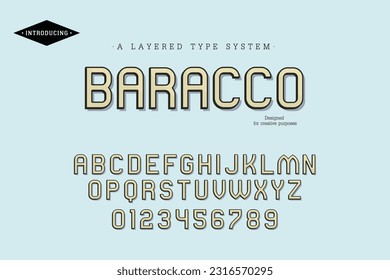 Baracco typeface. For labels and different type designs
