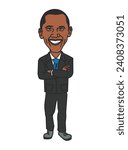 Barack Obama cartoon character in vector form
