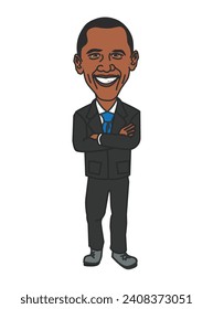 Barack Obama cartoon character in vector form