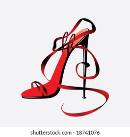 The barafoot person on a high heel. Vector