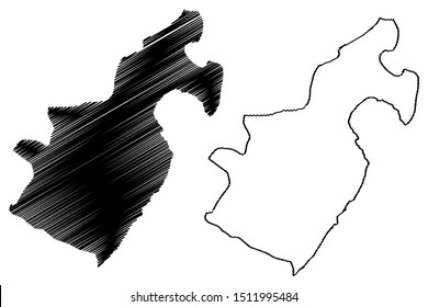 Barahona Province (Dominican Republic, Hispaniola, Provinces of the Dominican Republic) map vector illustration, scribble sketch Barahona map
