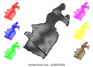 Barahona Province (Dominican Republic, Hispaniola, Provinces of the Dominican Republic) map vector illustration, scribble sketch Barahona map
