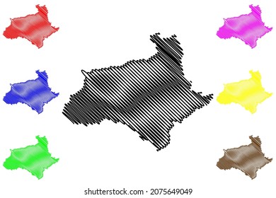 Baramulla district (Jammu and Kashmir union territory, Republic of India) map vector illustration, scribble sketch Varmul map