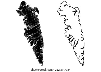 Baranof island (United States of America, North America, Alaska, US, USA, Alexander Archipelago) map vector illustration, scribble sketch Sheet’-ka X'aat'l or Shee map