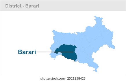 Mapa del subdistrito de Barari, Distrito de Katihar, Estado de Bihar, República de la India, Gobierno de Bihar, Territorio indio, India oriental, política, aldea, turismo