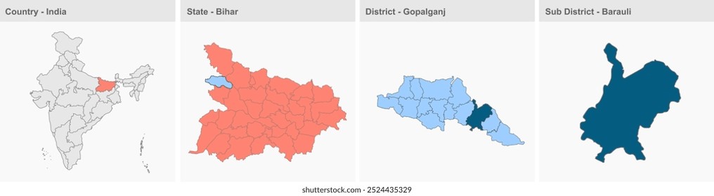 Karte von Barauli, Bezirk Gopalganj, Bundesstaat Bihar, Republik Indien, Regierung von Bihar, indisches Territorium, Ostindien, Politik, Dorf, Tourismus