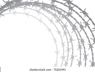 Barb coil on white background