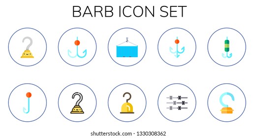 barb icon set. 10 flat barb icons.  Simple modern icons about  - hook, barbed wire