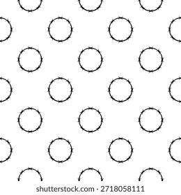 Padrão sem emenda do círculo do arame da farpa isolado no fundo branco