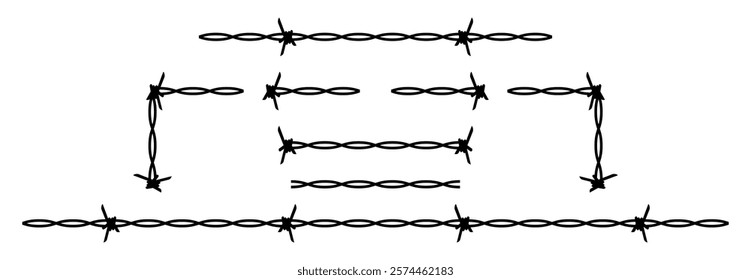 barb wire silhouette, barbwire border, strands of barb wire chain, barb wire pattern, fence barb, barbed wire