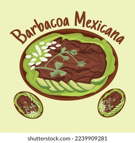 Barbacoa mexicana. Mexican food vector. Best Mexican Dishes. Latin american food illustration.