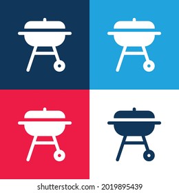 Barbacue blue and red four color minimal icon set