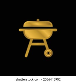 Barbacue gold plated metalic icon or logo vector