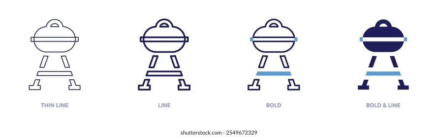 Ícone Barbacue em 4 estilos diferentes. Linha fina, Linha, Negrito e Linha Negrito. Estilo duotônico. Traçado editável.