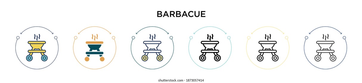 Barbacue icon in filled, thin line, outline and stroke style. Vector illustration of two colored and black barbacue vector icons designs can be used for mobile, ui, web