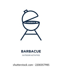 barbacue icon from outdoor activities collection. Thin linear barbacue, cooking, cook outline icon isolated on white background. Line vector barbacue sign, symbol for web and mobile