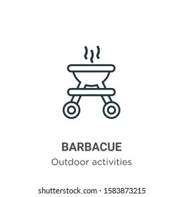 Barbacue outline vector icon. Thin line black barbacue icon, flat vector simple element illustration from editable outdoor activities concept isolated on white background