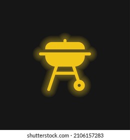 Barbacue yellow glowing neon icon