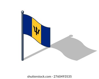 Barbadian flag isometric vector illustration with shadow Barbadian flag