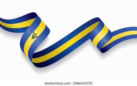 Barbadian flag wavy abstract background. Vector illustration.