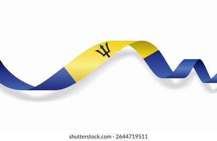 Barbadian flag wavy abstract background layout. Vector illustration.