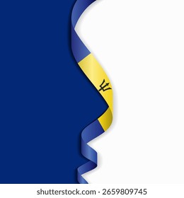 Barbadian flag wavy abstract background layout. Vector illustration.