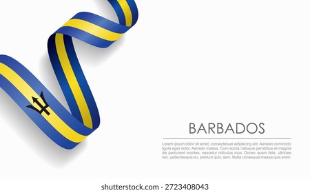 Barbadian flag wavy ribbon, symbolizing national pride, ideal for patriotic or cultural design themes. Vector illustration.