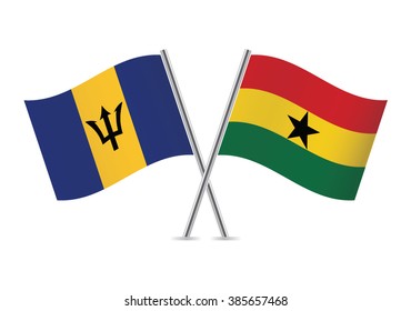 Barbadian and Ghanaian flags. Vector illustration.
