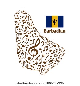 Barbadian map flag made from music notes. 