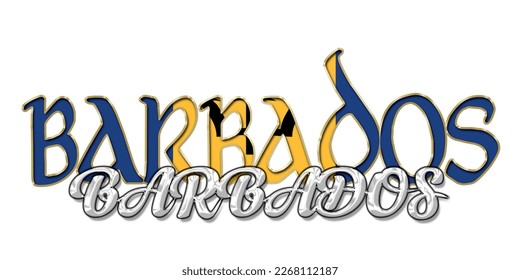 Alfabeto bombilla 3d de Barbados con marco dorado aislado en fondo blanco. fuente de goteo lustroso dorado. Ilustración vectorial.