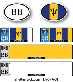 barbados auto set against white background, abstract vector art illustration, image contains transparency