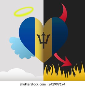 Barbados background of a heart half demon half angel