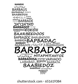 Barbados. Business and travel concept background. Word cloud with country name in different languages of the world.