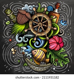 Barbados cartoon vector doodle chalkboard illutraditional symbolsArgentinian objects and symbols