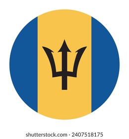 Barbados circle flag. Button flag icon. Standard color. Circle icon flag. Computer illustration. Digital illustration. Vector illustration.