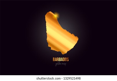 Barbados country border map in gold golden metal color design suitable for a logo icon design