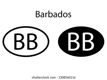 Barbados country code icon.  Iso code country domain name.   BB - Barbados abbreviated. vector