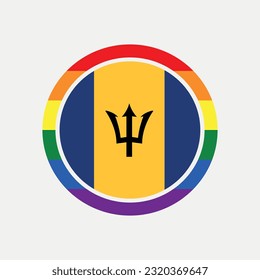 Barbados country flag circle - lgbt flag graphic element Illustration template design
