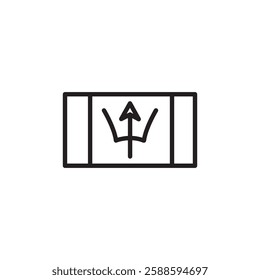 Barbados country flag icon black and white vector outline sign