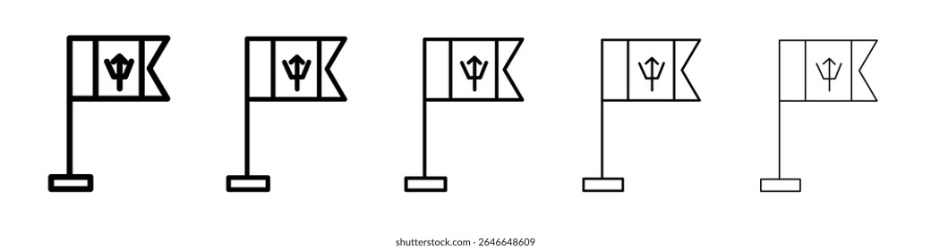 Barbados country flag icon black and white vector sign